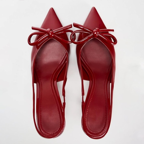 👠 ONEW - Kitten Heel Slingback Pumps w. Bow Detail 👠 - Picture 4 of 11